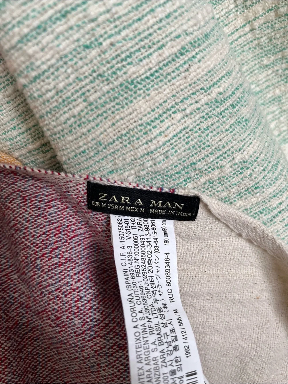 ZARA MAN Multicolor Woven Scarf Wrap 190 × 90 cm